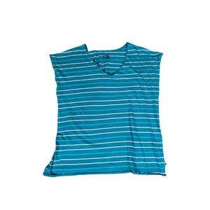 The‎ North Face Striped Sleeveless Top Teal White V Neck Womens Casual